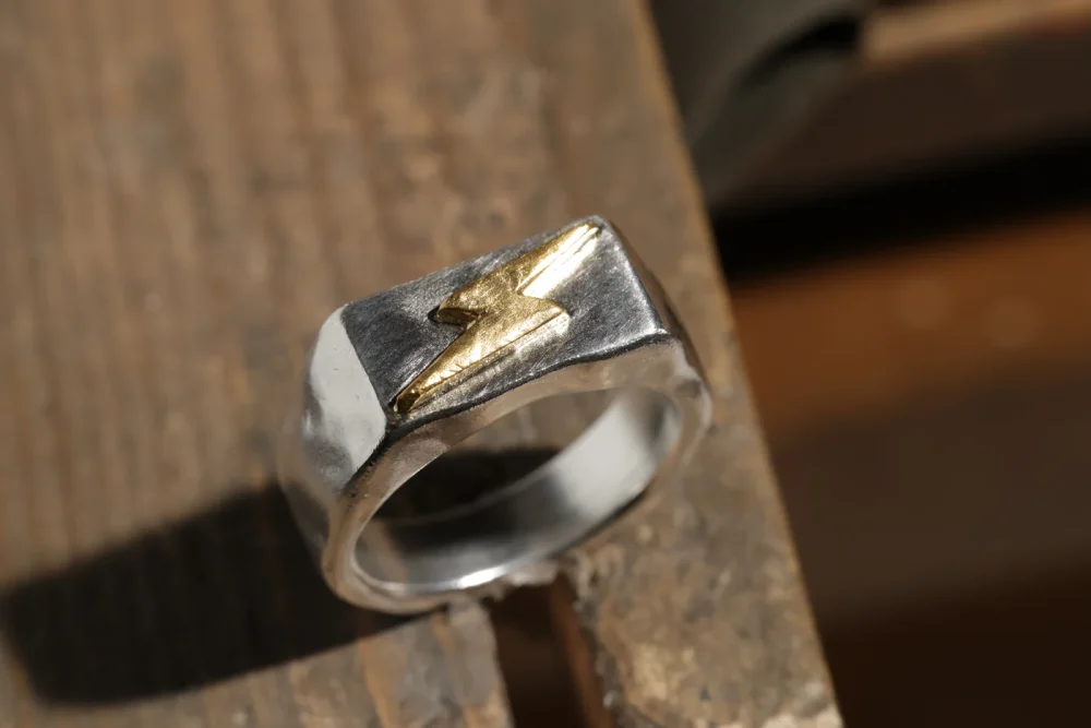 four seven nine × Lightning 【PURE METAL RING】稲妻モチーフ／純銀×純金 別注モデル